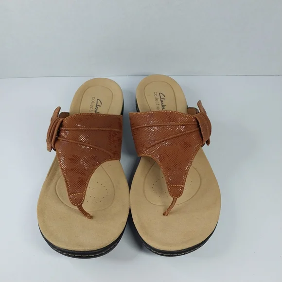 Clarks Collection Laurieann Rae Women SZ 12 Wide Brown Ultimate Comfort Sandals - Picture 2 of 16